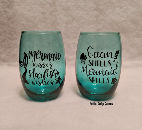 Mermaid Stemless Wine Glasses